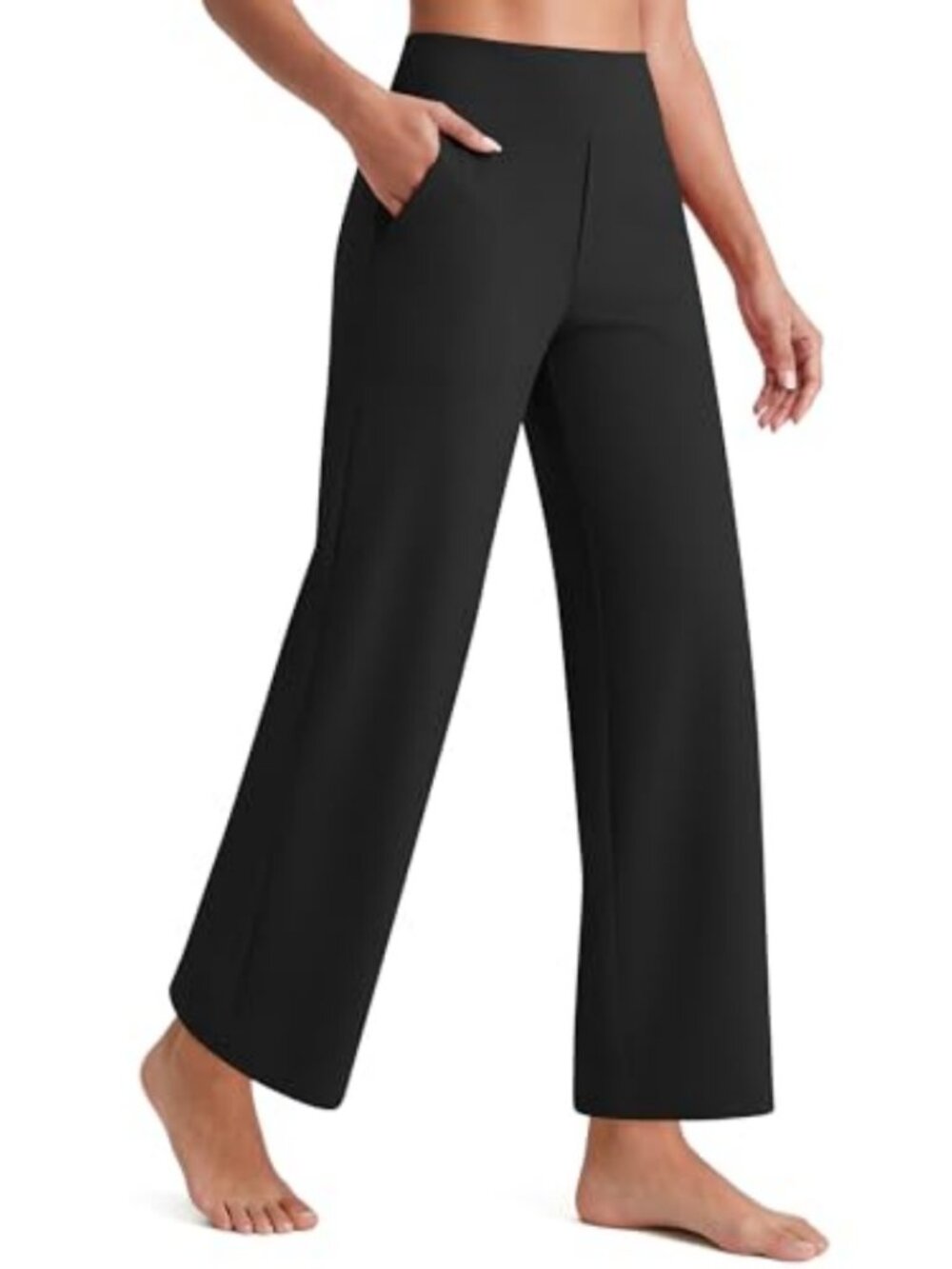 Wide Leg Ankle Yoga Pants with Pockets High Waist Stretch Petite 7/8